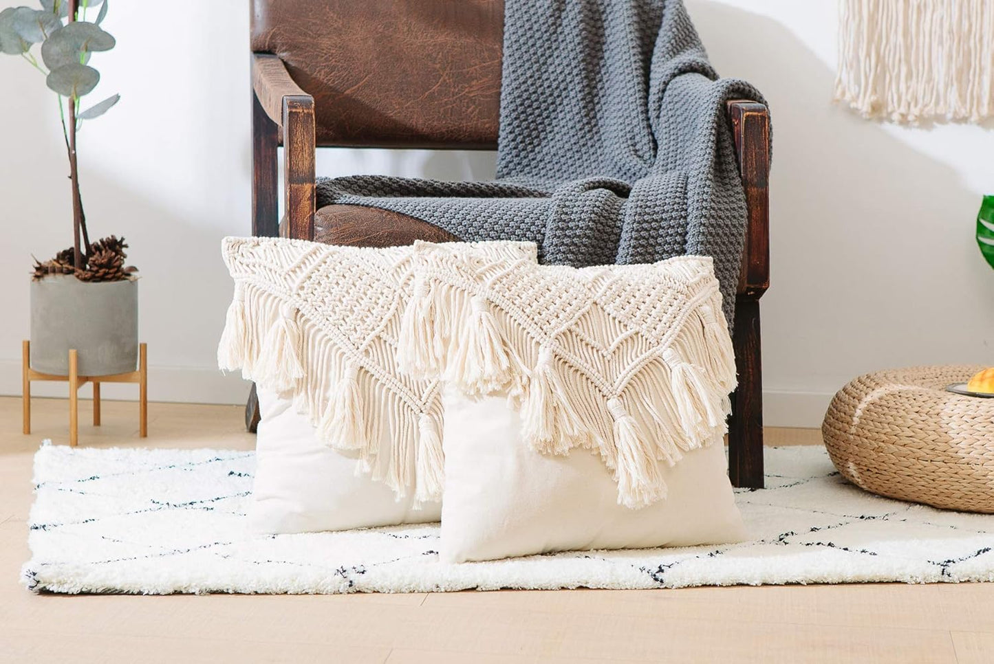 HLHF Corry Macrame Pillow Pillows & Throws Furniture Store Burlington Ontario Near Me