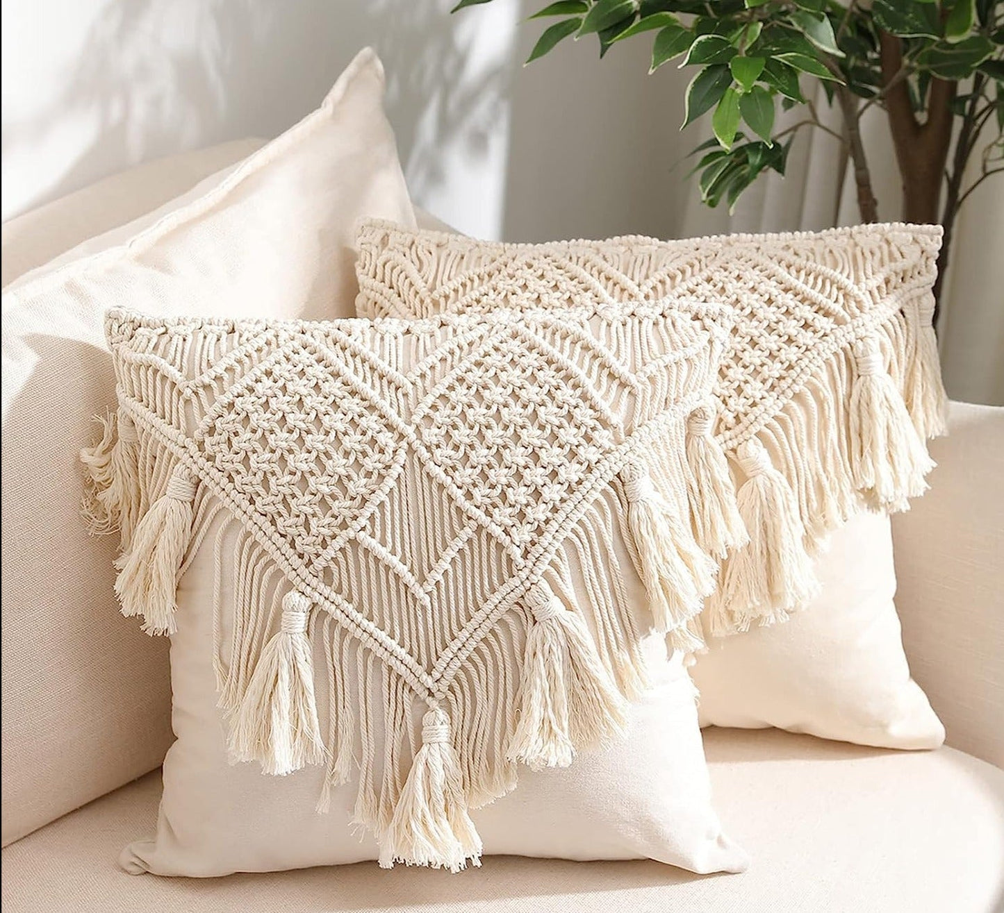 HLHF Corry Macrame Pillow Pillows & Throws Furniture Store Burlington Ontario Near Me