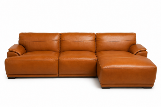 HLHF Berlin Saddle Leather 3 Piece Sectional Living, New Arrivals Furniture Store Burlington Ontario Near Me