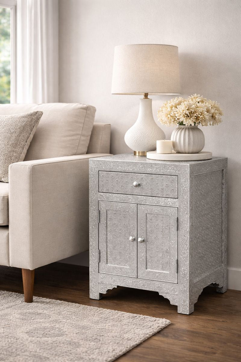 HLHF Embossed Metal Table Occasional Furniture Store Burlington Ontario Near Me
