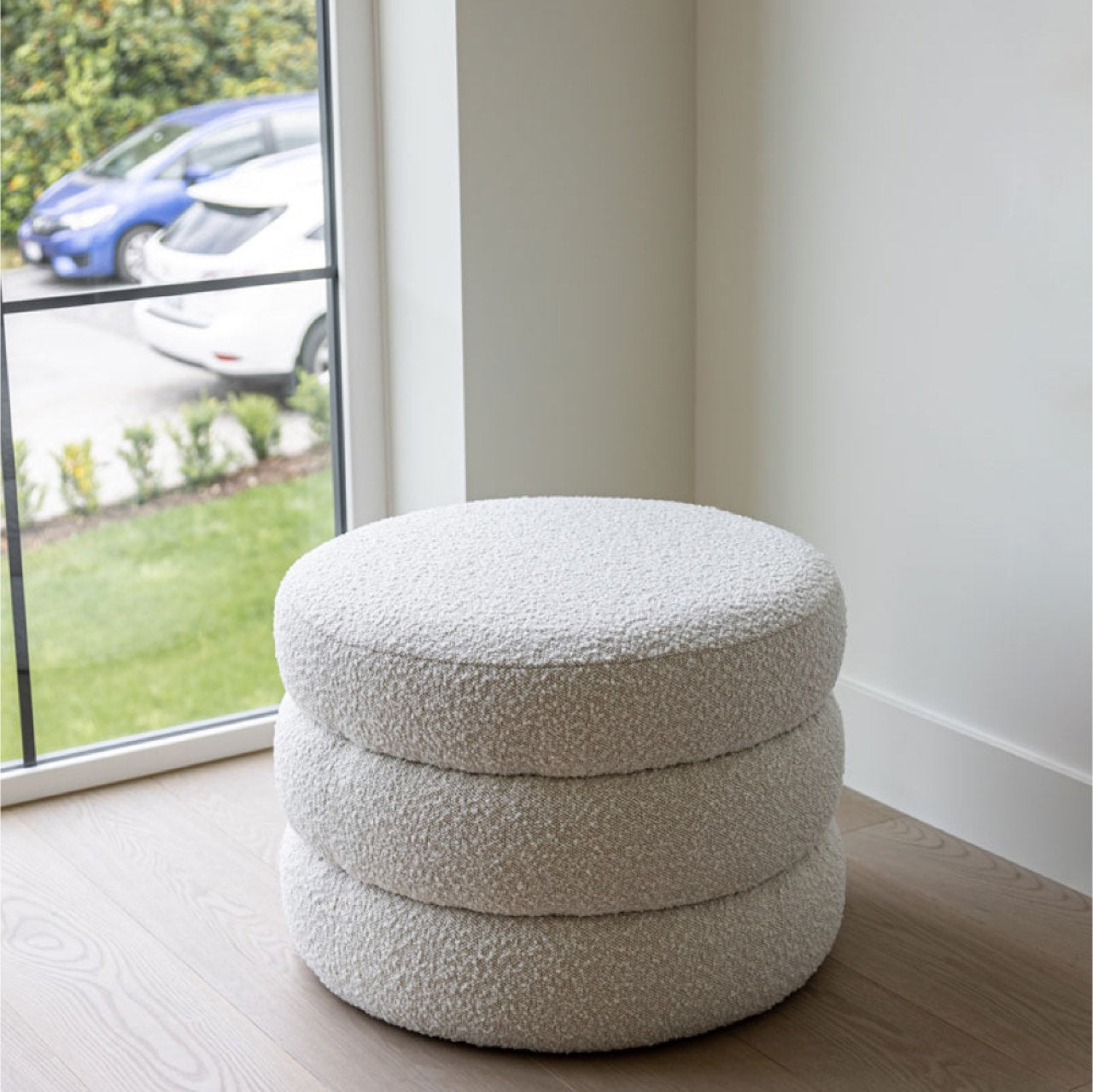 HLHF Fillo Bouclé Ottoman X Grey Home Accessories, Grey Home, New Arrivals, Occasional Furniture Store Burlington Ontario Near Me