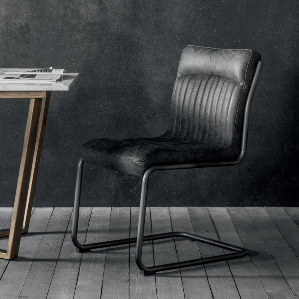Monaco Leather Dining Chair - Whiskey & Ebony