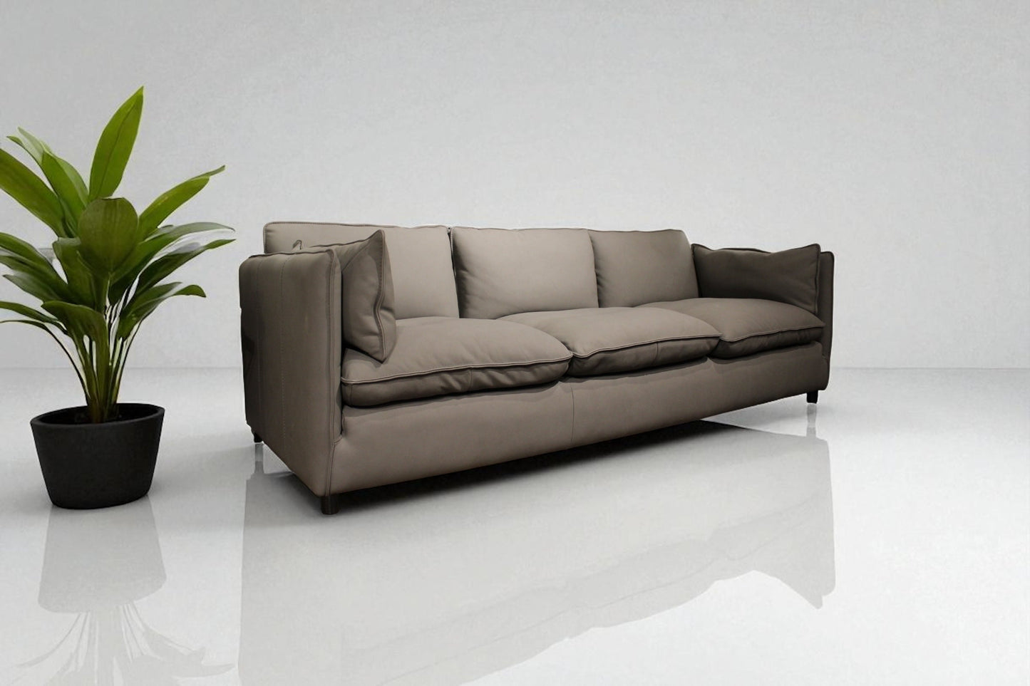 HLHF Istanbul Grey Leather Sofa Living Furniture Store Burlington Ontario Near Me