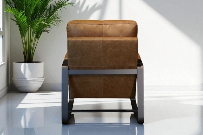 HLHF A1061 Tinny Leather  Accent Chair - Deep Tan Accent Chairs, Living Furniture Store Burlington Ontario Near Me