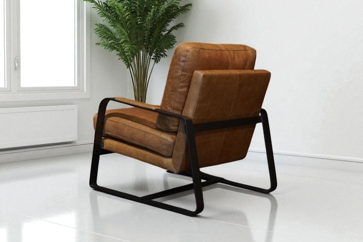 HLHF A1061 Tinny Leather  Accent Chair - Deep Tan Accent Chairs, Living Furniture Store Burlington Ontario Near Me