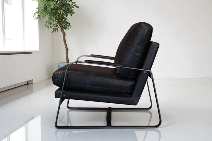 HLHF A1061 Tinny Leather Accent Chair - Charcoal Accent Chairs, Living Furniture Store Burlington Ontario Near Me