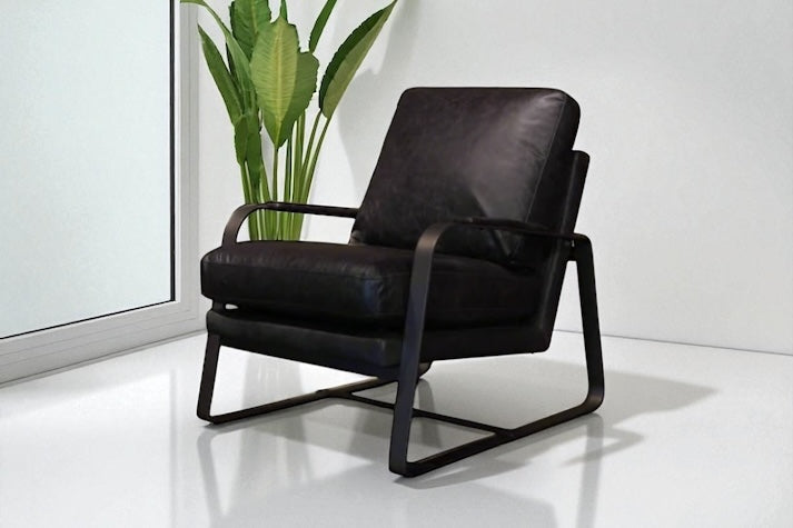 HLHF A1061 Tinny Leather Accent Chair - Charcoal Accent Chairs, Living Furniture Store Burlington Ontario Near Me