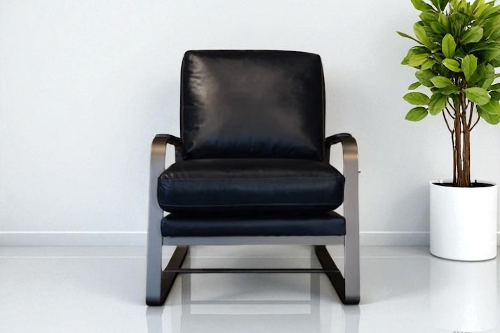 HLHF A1061 Tinny Leather Accent Chair - Navy Accent Chairs, Living Furniture Store Burlington Ontario Near Me