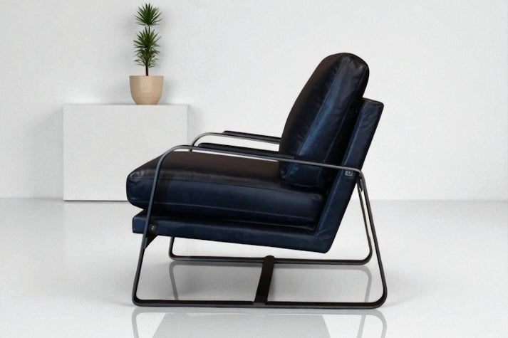 HLHF A1061 Tinny Leather Accent Chair - Navy Accent Chairs, Living Furniture Store Burlington Ontario Near Me