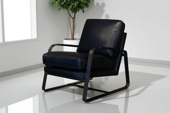 HLHF A1061 Tinny Leather Accent Chair - Navy Accent Chairs, Living Furniture Store Burlington Ontario Near Me