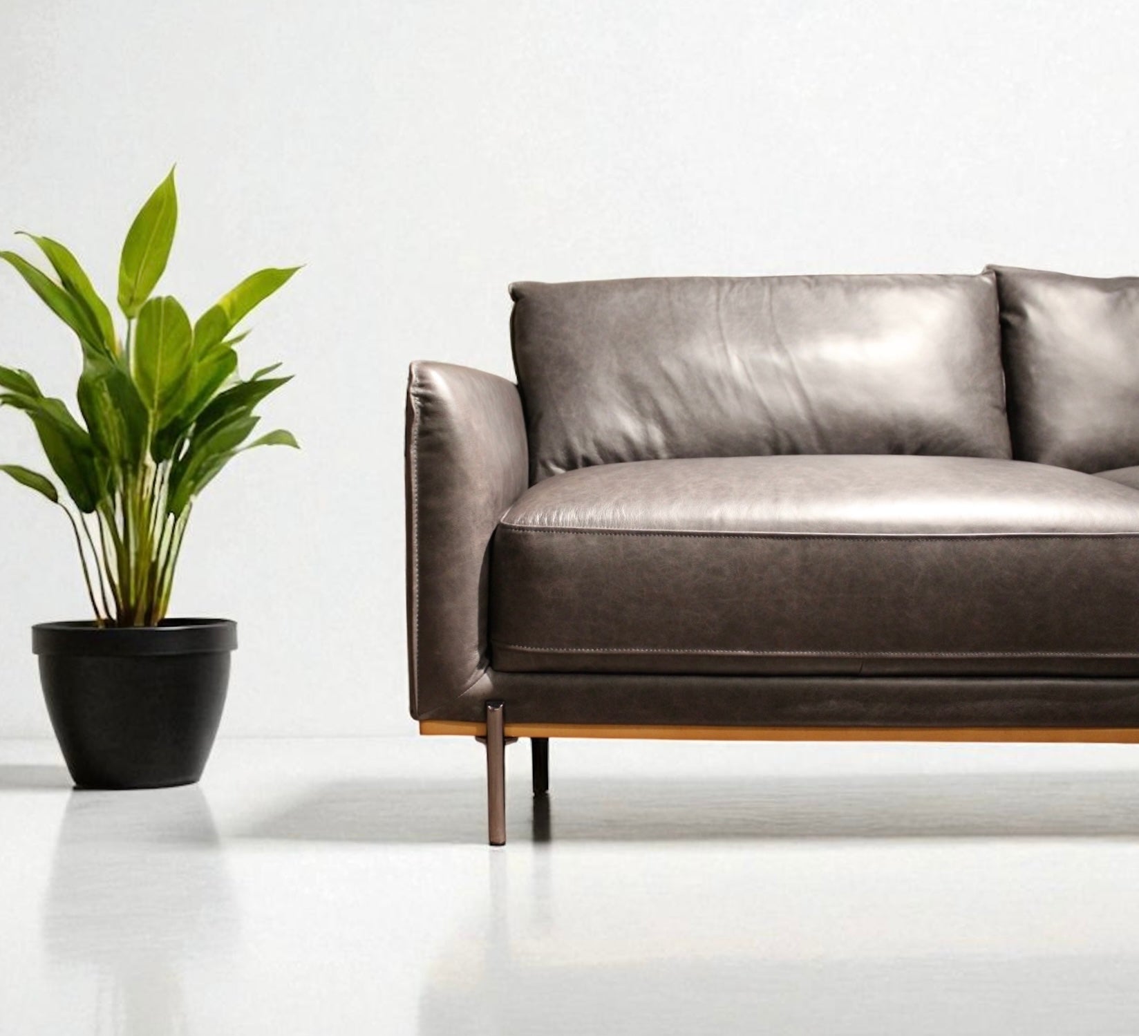 HLHF 5607 Club Leather Sofa - Charcoal Living Furniture Store Burlington Ontario Near Me