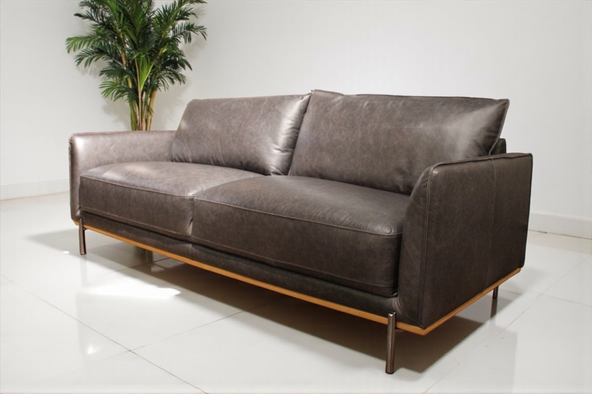 HLHF 5607 Club Leather Sofa - Charcoal Living Furniture Store Burlington Ontario Near Me