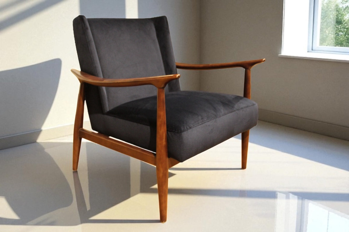 HLHF Curve Blue Velvet Accent Chair Accent Chairs Furniture Store Burlington Ontario Near Me