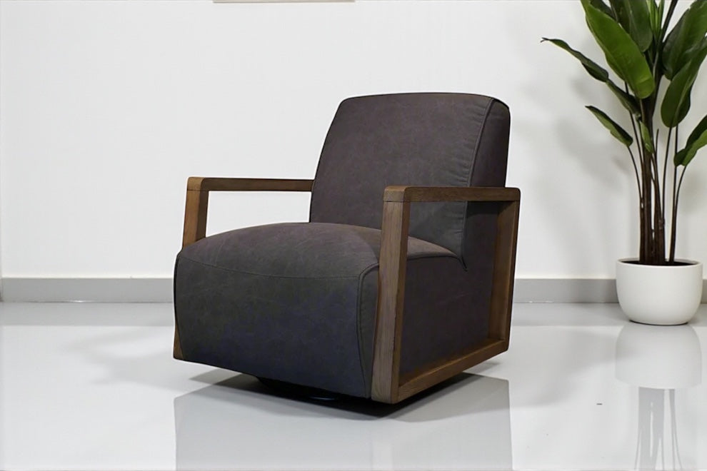 HLHF A997 Turner Canvas Swivel Chair - Grey Accent Chairs, Living Furniture Store Burlington Ontario Near Me