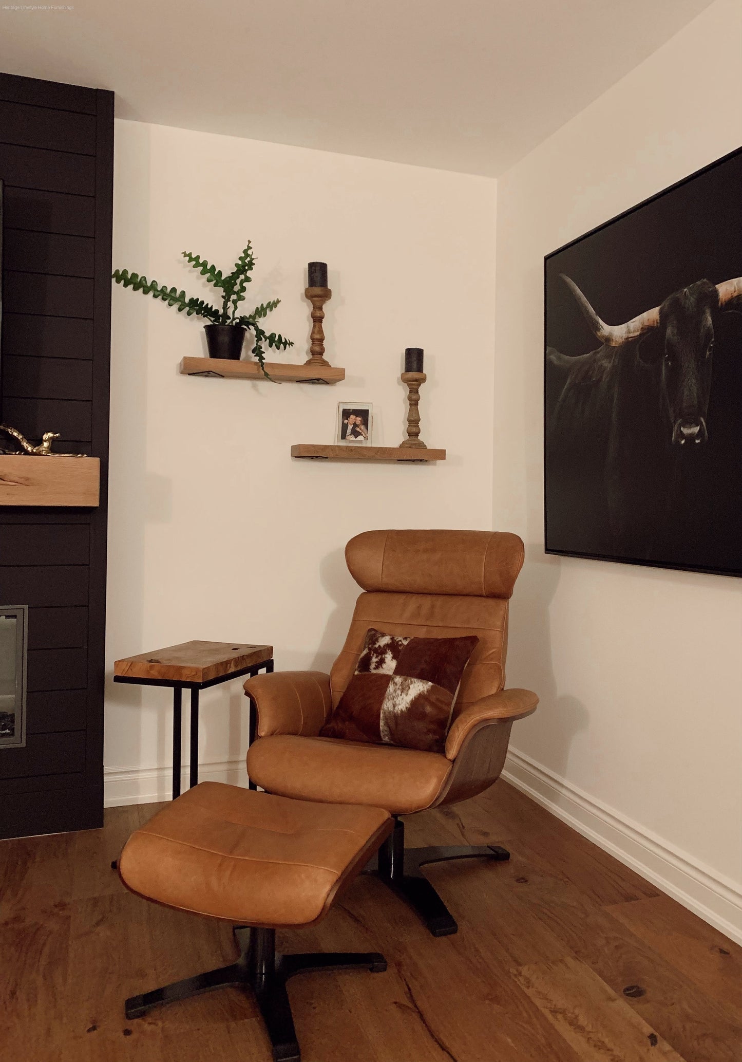 HLHF A928-1(2A)+0 Leather Lounge Chair & Ottoman - Whiskey Accent Chairs Furniture Store Burlington Ontario Near Me