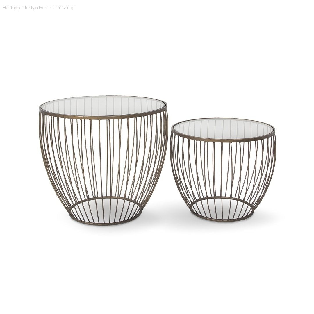 HLHF Cyclone Accent Table Set - Gold Occasional Furniture Store Burlington Ontario Near Me