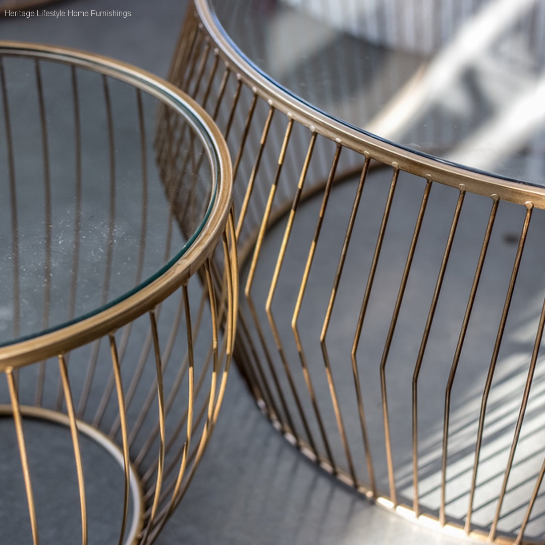 HLHF Cyclone Accent Table Set - Gold Occasional Furniture Store Burlington Ontario Near Me