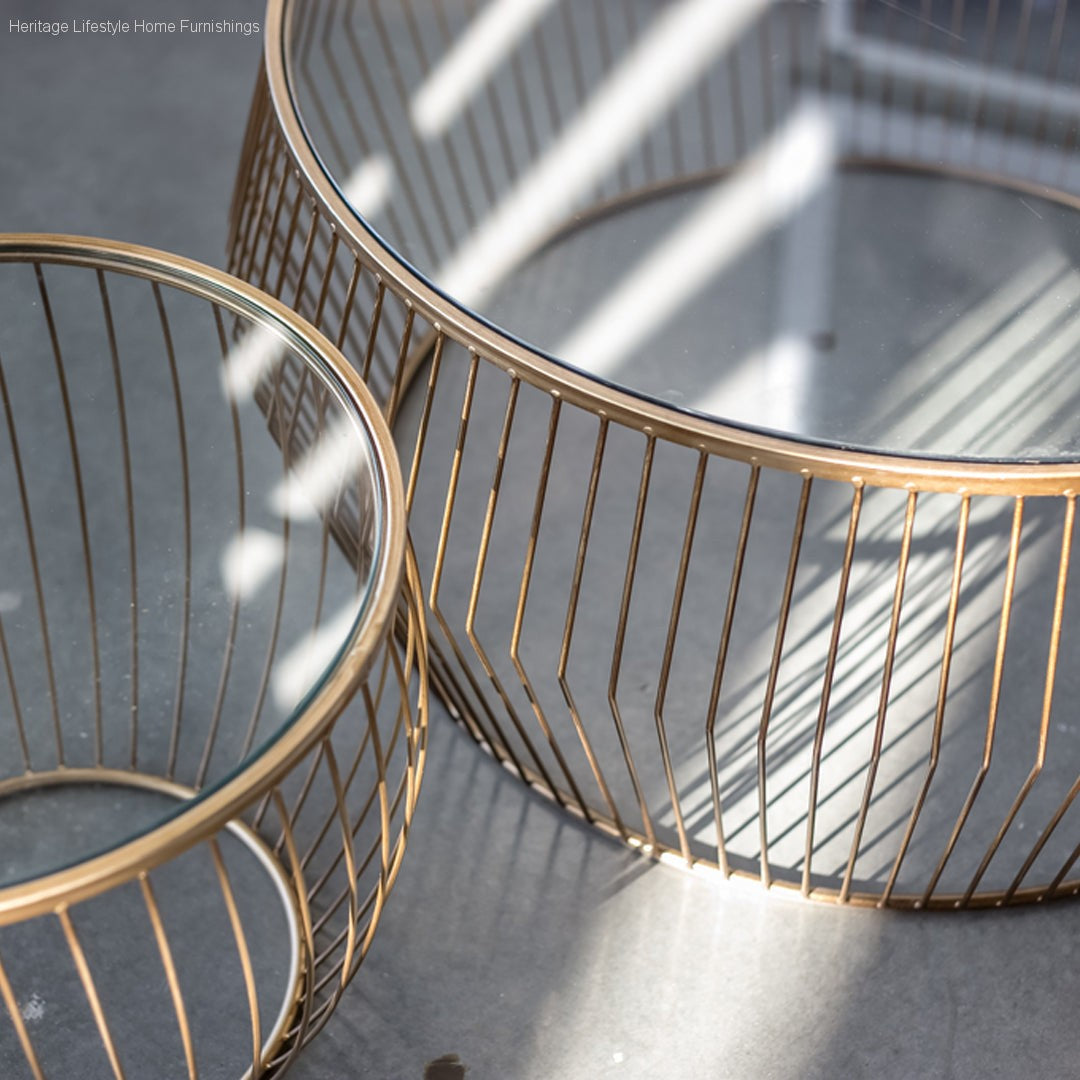 HLHF Cyclone Accent Table Set - Gold Occasional Furniture Store Burlington Ontario Near Me