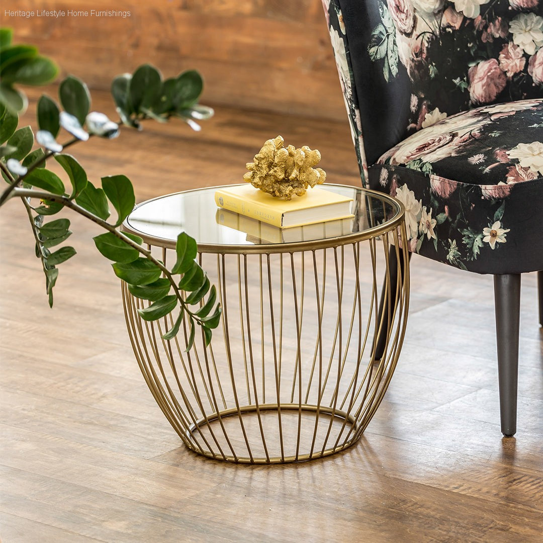 HLHF Cyclone Accent Table Set - Gold Occasional Furniture Store Burlington Ontario Near Me