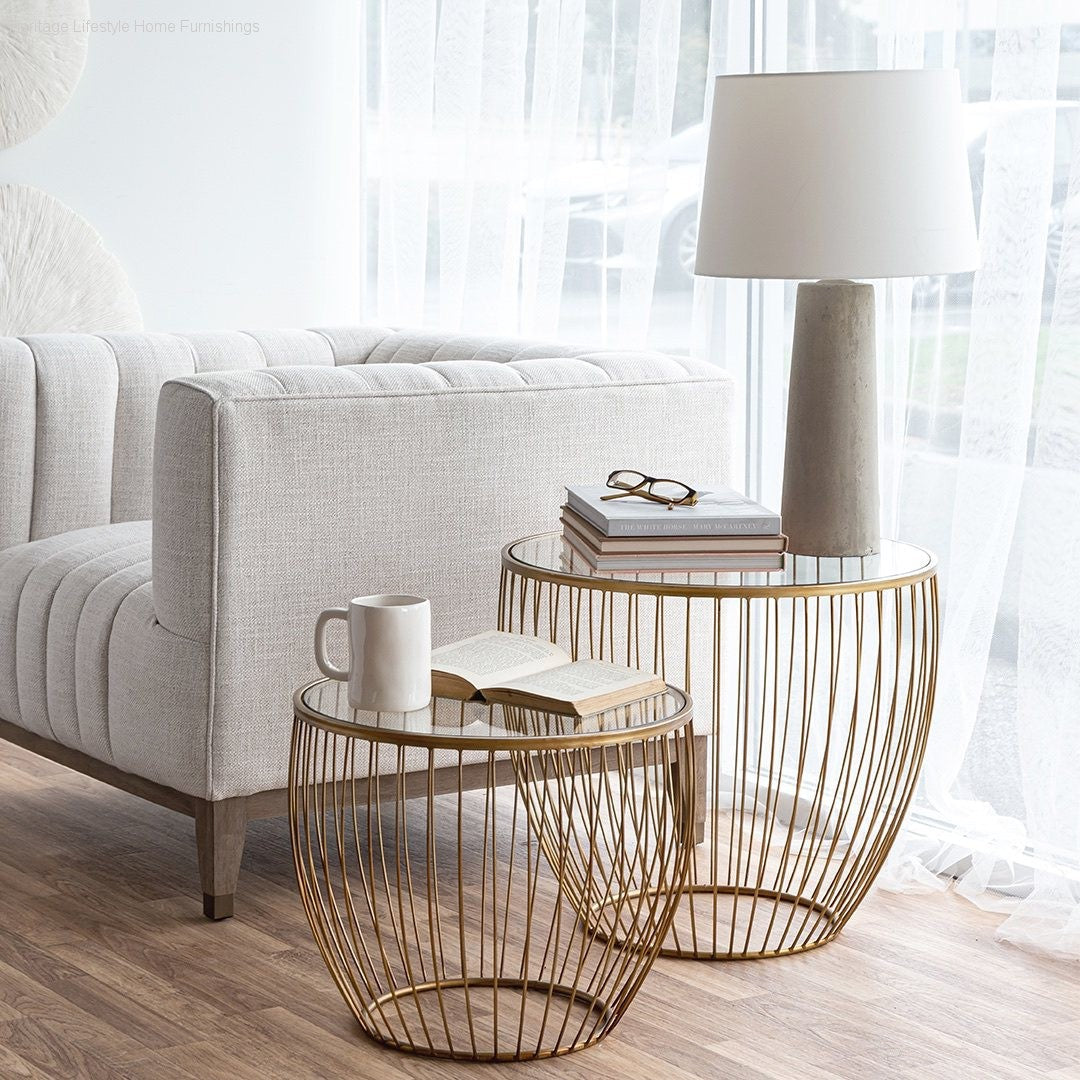 HLHF Cyclone Accent Table Set - Gold Occasional Furniture Store Burlington Ontario Near Me