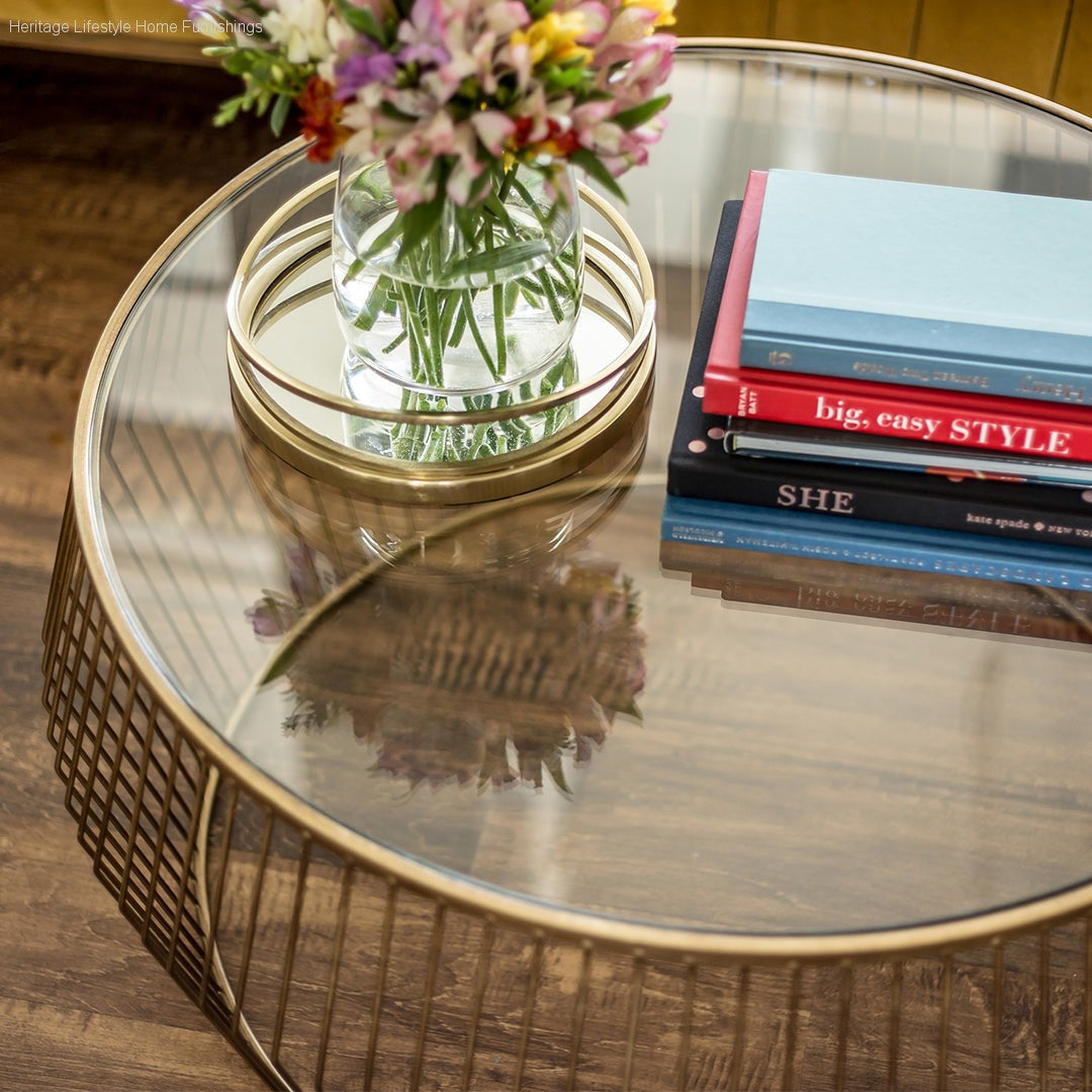 HLHF Cyclone Coffee Table - Gold Occasional Furniture Store Burlington Ontario Near Me