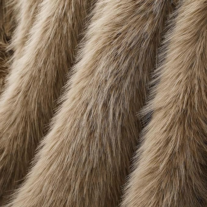 Keaton Faux Fur Throw - Taupe & Chocolate