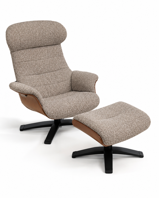 Arch Lounge Accent Chair & Ottoman - Tasmin Earth