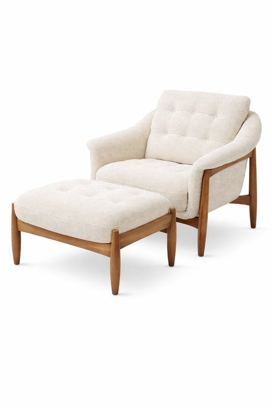 Tasmin Linen Accent Chair & Ottoman