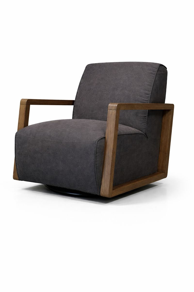 HLHF Turner Canvas Swivel Chair - Grey Accent Chairs, Living Furniture Store Burlington Ontario Near Me 