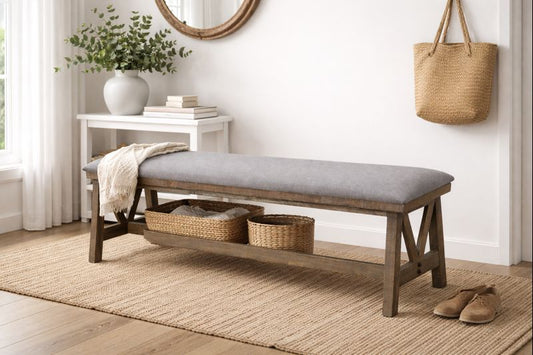 HLHF Loft Brown Decorative Bench Occasional Furniture Store Burlington Ontario Near Me 