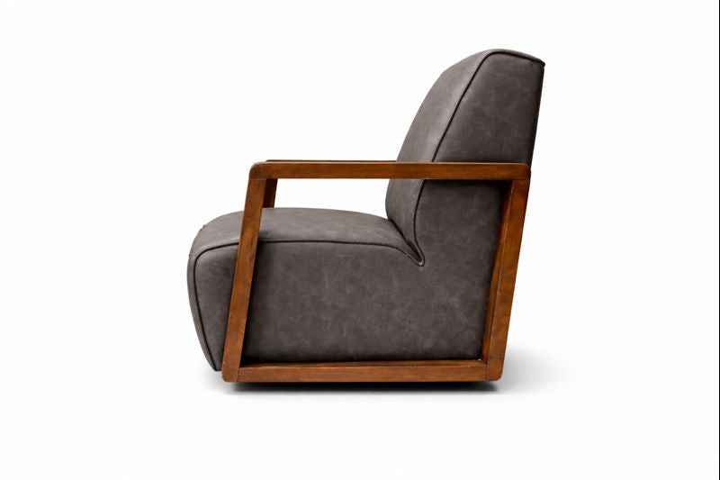 HLHF Turner Coated Fabric Swivel Chair - Charcoal Accent Chairs, Living Furniture Store Burlington Ontario Near Me 