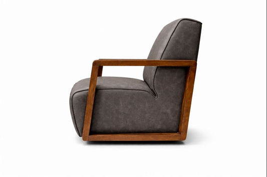 HLHF Turner Coated Fabric Swivel Chair - Charcoal Accent Chairs, Living Furniture Store Burlington Ontario Near Me 