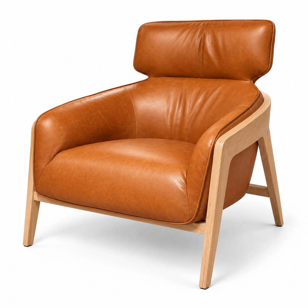 Bend Leather Accent Chair - Whiskey