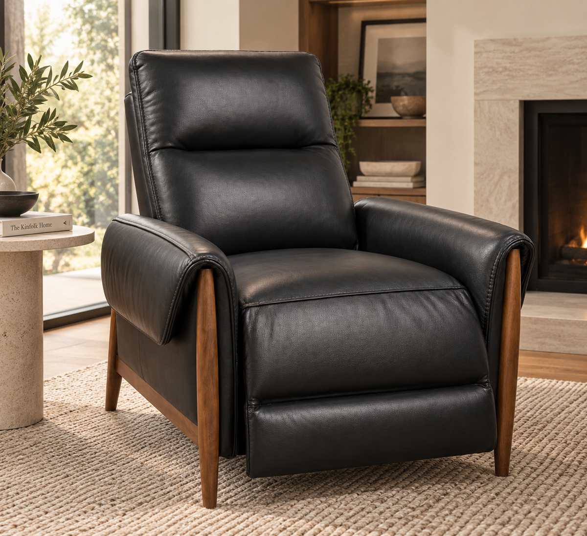 6069 Black Leather Electric Motion Recliner