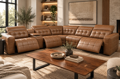 Aline Cork Leather Electric Motion Sectional