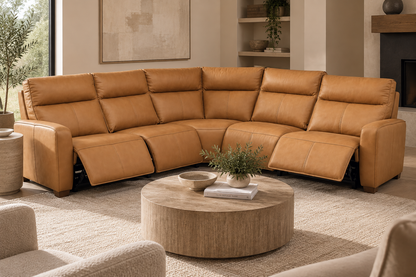 Aline Butternut Leather Electric Motion Sectional
