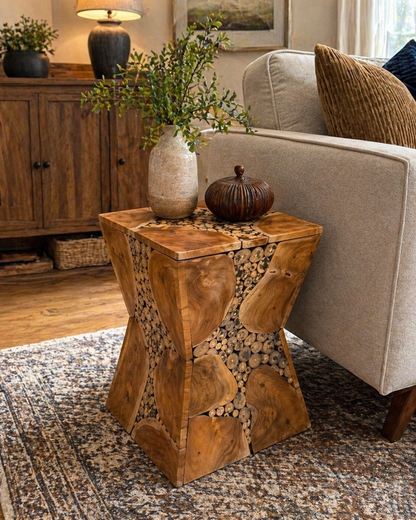 HLHF Teak Root End Table - Hour Glass Living, New Arrivals, Occasional, Side Table Furniture Store Burlington Ontario Near Me 