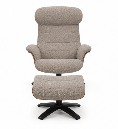 Arch Lounge Accent Chair & Ottoman - Tasmin Earth