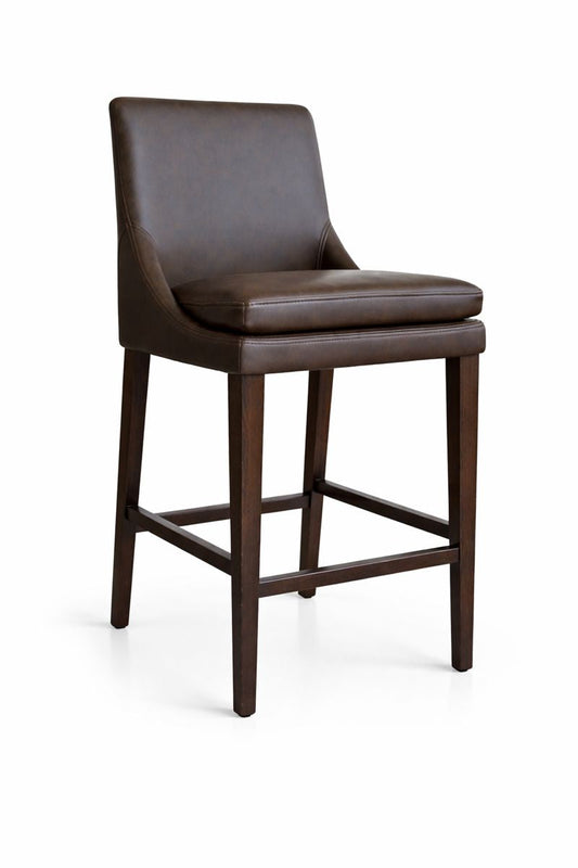 HLHF Coated Fabric Stationary Stool - Charcoal & Brown Stools & Bars Furniture Store Burlington Ontario Near Me 