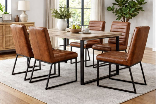 HLHF Distressed Brown Coated Fabric Dining Chair Dining Furniture Store Burlington Ontario Near Me 