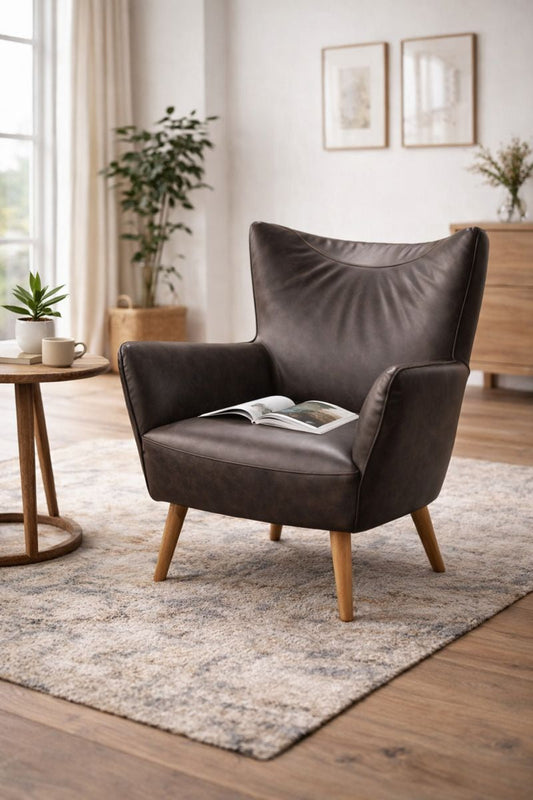 HLHF Orb Leather Accent Chair - Charcoal Accent Chairs, Living, Sale Furniture Store Burlington Ontario Near Me 