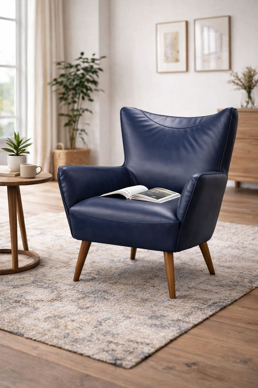 HLHF Orb Leather Accent Chair - Navy Accent Chairs, Living, Sale Furniture Store Burlington Ontario Near Me 