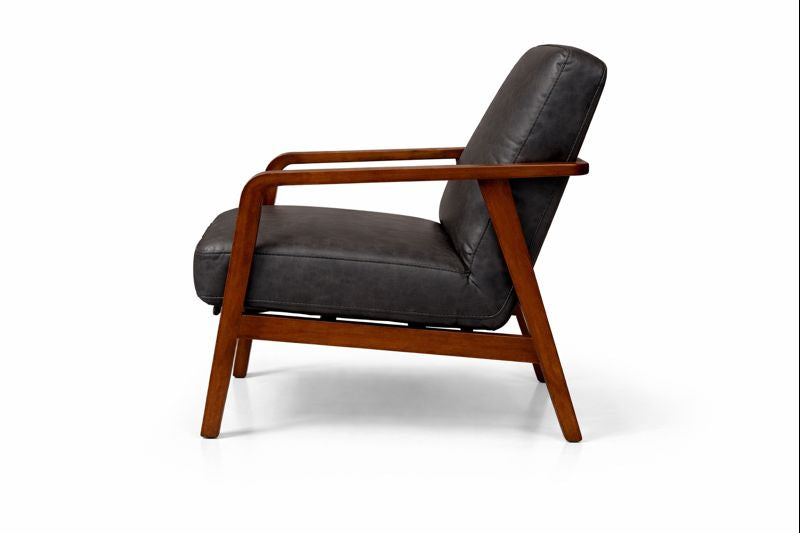 HLHF Edge Leather Accent Chair - Dark Charcoal Accent Chairs, Living Furniture Store Burlington Ontario Near Me 