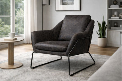 HLHF Isabella Accent Chair - Ebony Leather Accent Chairs, Living Furniture Store Burlington Ontario Near Me 