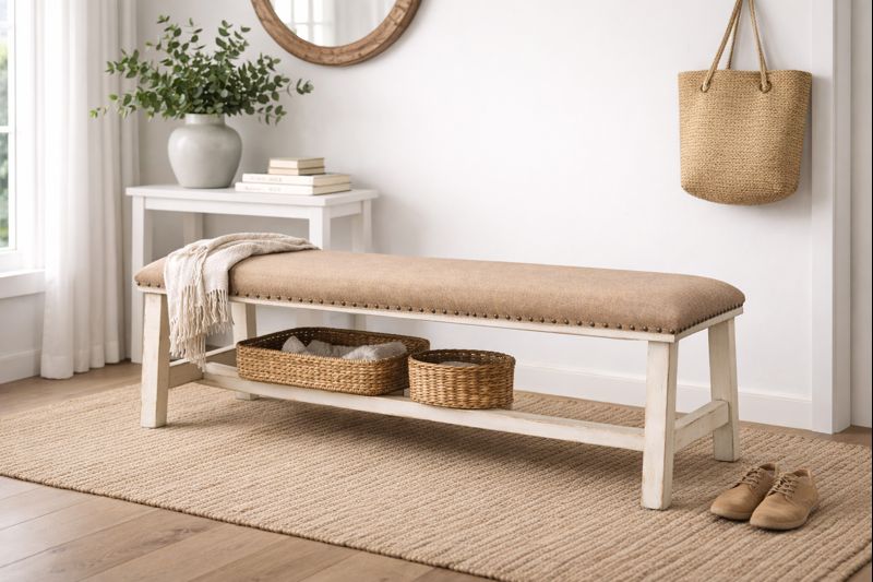 HLHF 1022 Fabric Accent Bench - Floor Model Occasional, Sale Furniture Store Burlington Ontario Near Me 