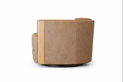 HLHF York Sand Leather Swivel Accent Chair Accent Chairs Furniture Store Burlington Ontario Near Me 