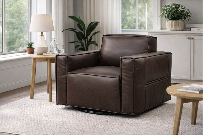 HLHF Oslo Mountain Leather Swivel Chair Accent Chairs, Living, New Arrivals Furniture Store Burlington Ontario Near Me 