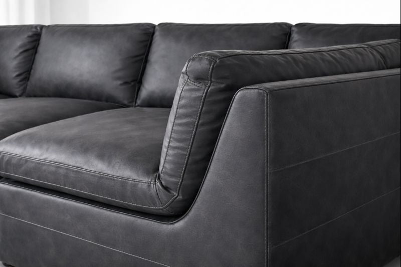 HLHF Volcano Gunpowder Leather Sectional Living, New Arrivals Furniture Store Burlington Ontario Near Me 