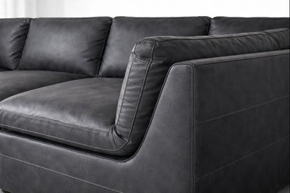 HLHF Volcano Gunpowder Leather Sectional Living, New Arrivals Furniture Store Burlington Ontario Near Me 