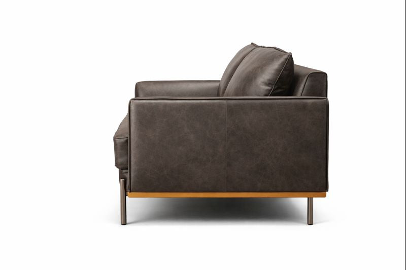 HLHF Club Leather Sofa - Charcoal Living Furniture Store Burlington Ontario Near Me 